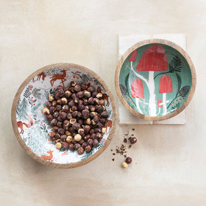 Tazón de madera con borde ondulado asimétrico y revestimiento de esmalte – Tazón para ensalada con base de madera de mango y recubrimiento de resina blanca brillante - Product Image 5