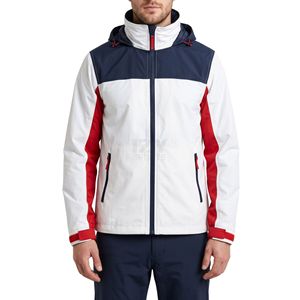 Navy <b>White</b> Hooded Outdoor Windbreaker <b>Jacket</b> Water Resistant Lightweight Travel Running Training Casual Men's <b>Jackets</b> - Product Image 1