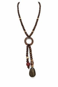 Bohemian Lariat Necklace with Antique Bronze Plated Ring and Hemp Rope Tassel Design Unisex Jewelry - Product Image 6