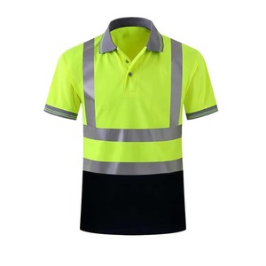 T-shirt de travail réfléchissant pour homme, logo personnalisé, manches courtes, en tissu tricoté confortable polyester/coton - Product Image 2