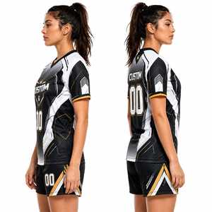 Maillots de football pour femmes adultes, uniformes de football, col en V, respirant, 100% polyester, manches courtes, kits de maillots, chaussettes - Product Image 3