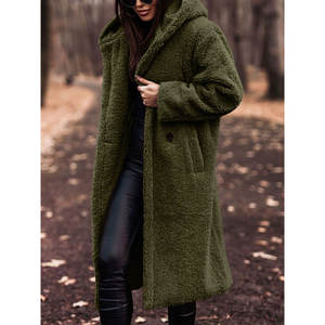 Manteau Teddy en fausse fourrure longue et chaude pour femme, automne-hiver, gris, taille M - Product Image 4