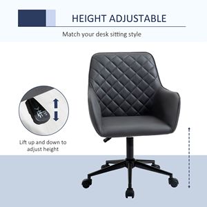 Home Office <b>Chair</b> Adjustable Height Diamond Line Design Mid Back <b>Padding</b> Armrests and 360 Wheels in Dark Grey - Product Image 4