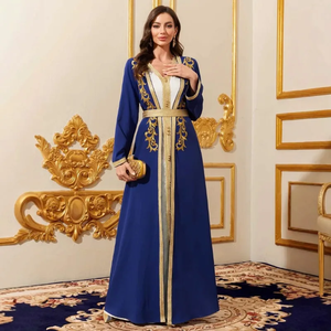 Elegante Vestido Abaya Árabe, Túnica Larga de Dubái con Bordado de Encaje, Conjunto de Dos Piezas - Product Image 1