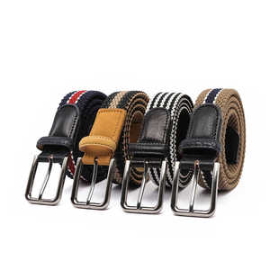 Cinturón Casual Trenzado a Rayas con Hebilla Rectangular de Acero, Diseño de Hebilla Resistente, Opciones Multicolores - Product Image 1