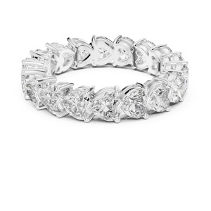 Bague d'éternité en diamant en forme de cœur, cercle complet, or blanc, diamants de laboratoire et naturels, alliance de mariage, bijoux de luxe tendance, cadeaux sur commande personnalisée - Product Image 1