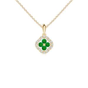14K <b>Solid</b> <b>Gold</b> Natural Emerald Diamond Framed Emerald Clover <b>Pendant</b> Classic Fine Jewellery Anniversary Gift For Her 2026 - Product Image 1
