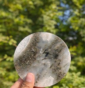 Posavasos de Ágata Musgosa Natural de Primera Calidad, Grabado con Diseño de Animal y Cruz Feng Shui, Hecho a Mano, Decoración para el Hogar y la Mesa - Product Image 2