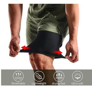 Short de sport personnalisé pour homme, short de course en mesh double couche, short de musculation slim pour homme - Product Image 2