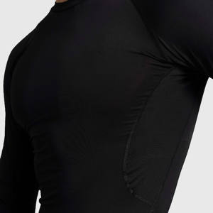 Camiseta de compresión para hombre con cuello simulado, transpirable, ecológica, de secado rápido, protección UV, manga larga, para gimnasio, surf, natación, ajustada - Product Image 4