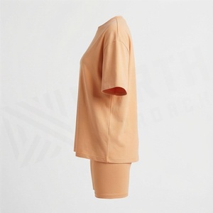 Women's 2 Piece Solid Color <b>Knitted</b> <b>Set</b> Short Sleeve T Shirt and Above Knee Shorts Casual Loose Fit Spring Summer Wear - Product Image 3