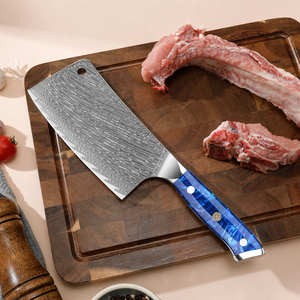 Handmade Kitchen <b>Bone</b> Chopper <b>Knife</b> 67 Layer Damascus Steel Ambidextrous With Resin <b>Handle</b> - Product Image 2