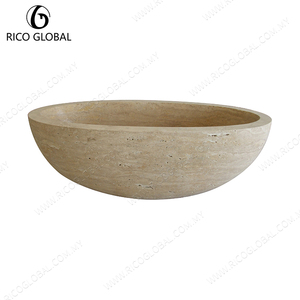 Bañeras Modernas de Lujo de Mármol Travertino Beige, Personalizables en Tamaño Grande/Pequeño - Product Image 2