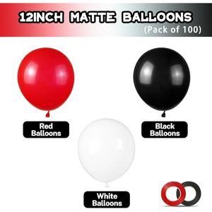 Palloncini in Lattice Opachi Neri, Rossi e Bianchi da 12 Pollici, Confezione da 100 per Feste di Compleanno, Lauree, Corse Automobilistiche, Palloncini Rossi e Neri - Product Image 3