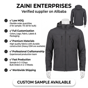 Chaqueta Softshell Impermeable de Poliéster y Spandex de 360 GSM, Estilo Panel Gris, Casual, con Capucha, para Hombre, ODM - Product Image 1