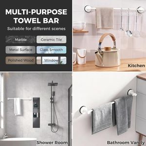 Portasciugamani da Bagno Regolabile da 14,6 a 24 Pollici in Acciaio Inox con Ventosa, Porta Asciugamani da Parete Moderno - Product Image 2