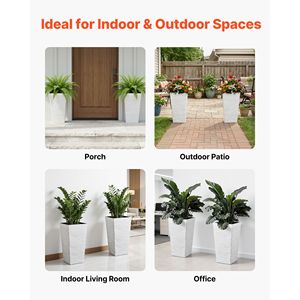 Ensemble de 2 pots de fleurs modernes en plastique de 23 pouces de hauteur pour plantes d'intérieur/extérieur, pour véranda avant, plantes d'intérieur/extérieur - Product Image 6