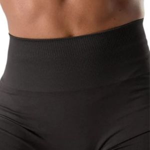 <b>Womens</b> Jet <b>Black</b> High Waist Gymwear <b>Shorts</b> Compression Stretch Workout Fitness Training Yoga Seamless Activewear Performance - Product Image 5