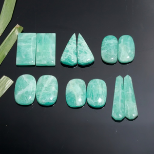 Pares de Amazonita Verde Ruborizada Pulida y Lisa |   Suministros para la Fabricación de Pendientes con Piedras Preciosas Naturales |   Joyería de 100 gramos compatible con medidas de 20-40 mm - Product Image 5