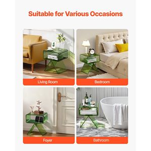 Mesita de Noche Moderna de Acrílico Transparente, Escritorio Pequeño para Sala de Estar o Dormitorio, Mesa Auxiliar con Estante de Almacenamiento - Product Image 6