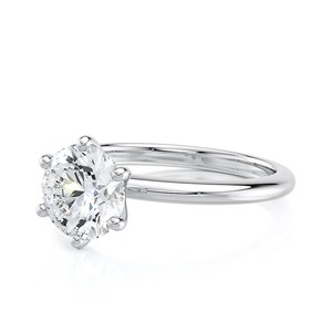 Bague de fiançailles solitaire en diamant rond brillant de 2 carats, cultivé en laboratoire, or blanc 14 carats, bijoux de mariage personnalisés - Product Image 2