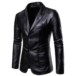 New Winter Fashion New Men's <b>Genuine</b> Leather Canvas Breathable Waterproof Lapel Dress Suit Coat / Business Casual Custom - Product Image 3