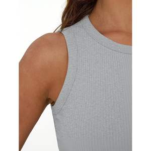 FOXA 2025, moda de verano, camisetas sin mangas acanaladas para mujer, cuello alto, diseño transpirable sin mangas para entrenamiento y trajes de vacaciones en la playa - Product Image 5