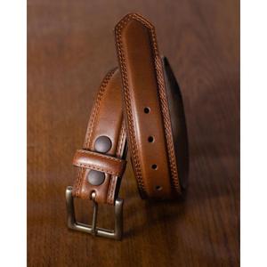 Cinturón de cuero genuino estilo retro con hebilla de latón, hecho a mano, diseño moderno, cinturones para accesorios de hombre, personalizable y duradero - Product Image 4
