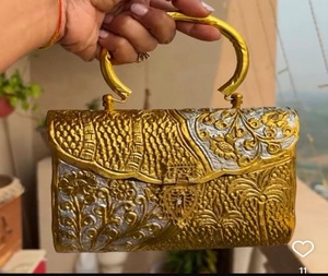 Handmade Designer Gold-Plated <b>Silver</b> Antique Finish Brass Fashion Ladies Bridal <b>Clutch</b> Bag for Valentine's Day Anniversary - Product Image 1