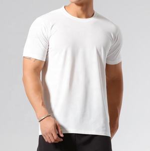Camisetas personalizadas ajustadas de gimnasio para hombre, de secado rápido, tejido de bambú orgánico, cómodo escote redondo, ropa de calle, nuevo diseño en blanco - Product Image 6