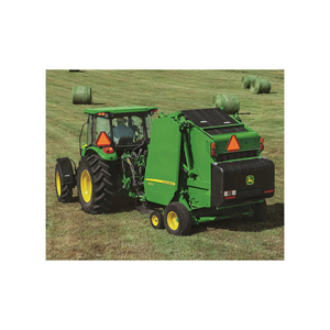 John Deere Square Baler Green Agricultural Equipment 4 Wheel <b>Tractor</b> Attached - Product Image 6