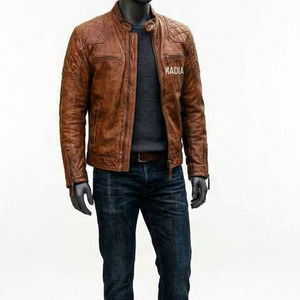 Chaqueta de Motociclista Marrón Vintage de la Marca KADIA para Hombre, Chaquetas de Cuero Genuino de Alta Calidad para Hombre, para Moda y Estilo Urbano - Product Image 4
