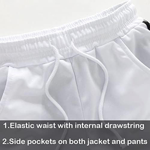 Lightweight Jacket With <b>Stand</b> Up Collar Matching Pants Have Drawstring At Waist For Fit Windbreaker Tracksuit - Product Image 4
