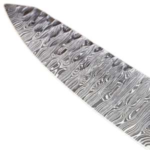 Couteau de chef à motif Damas argenté avec manche décoratif à carreaux orange et noir, couteau de cuisine à lame fixe pour la cuisson - Product Image 5