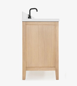 Meuble-lavabo de salle de bain Chloe 61 pouces, simple vasque, en chêne blanc, vente en gros, usine du Vietnam - Product Image 3