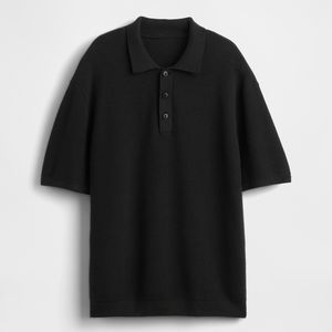 Polo en tissu éco-responsable en fibre de bambou, doux, respirant, à manches courtes, design minimaliste pour homme - Product Image 3