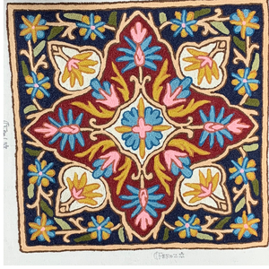 Kashmiri Aari Embroidery Cushion <b>Cover</b> 16x16 Cotton Decorative <b>Throw</b> Pillow Case Wool Thread Handmade Eco Friendly Boho Decor - Product Image 1