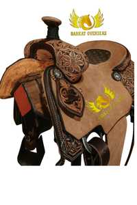 Selle de cheval florale de luxe, portable, pour l'équitation occidentale, le dressage, en cuir naturel souple, en cuir véritable, confortable et durable - Product Image 3