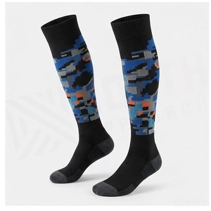 Knee High <b>Socks</b> Camouflage Pattern Blue Black Breathable Cycling <b>Socks</b> for Adults Spring Season - Product Image 3
