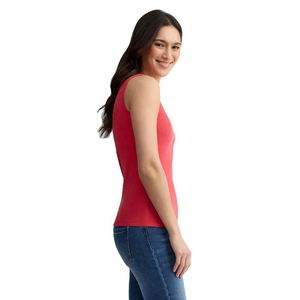 2026 Womens Coral <b>Red</b> Scoop Neck Tank <b>Top</b> Slim Fit Basic Vest for Summer Layering Casual Daily Wear and Yoga - Product Image 5