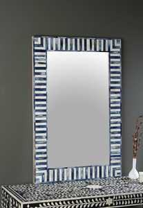 Rectangular Bohemian Wall <b>Mirror</b> with Blue <b>White</b> Chevron Frame Handmade Decorative Glass Design wall <b>mirror</b> - Product Image 5