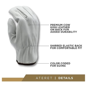 Durable Heavy-Duty Cowhide Grain Leather Driver Work <b>Gloves</b> Truck Driving Safety <b>Gloves</b> Soft Comfortable Abrasion Resistance - Product Image 4