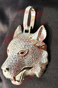 Brass <b>Wolf</b> Head Pendant Necklace Micro Pave Cubic Zirconia Animal Charm Hip Hop Jewelry for Women - Product Image 3