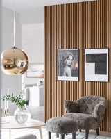 Panneau mural en bois rainuré Akupanel en chêne naturel pour intérieur, panneau mural à lattes absorbant le son, panneau acoustique insonorisant
