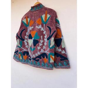 Velvet Suzani Embroidered Women's Varsity <b>Jacket</b> Outerwear Bohemian Coat Autumn Cotton Gift Her Chic - Product Image 4