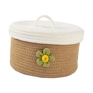 Panier en corde de coton décoratif multi-usages, bac à jouets, organiseur de rangement pour serviettes et oreillers, pour la décoration de la maison - Product Image 6