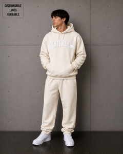 Meilleures ventes : Ensemble molletonné épais 300-500 GSM avec impression personnalisée en relief – Sweat à capuche et pantalon de jogging pour homme, style streetwear oversize - Product Image 1