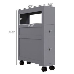 Gray Bathroom Side Storage Cabinet for Small Space Bathroom Furniture Organization - Product Image 4