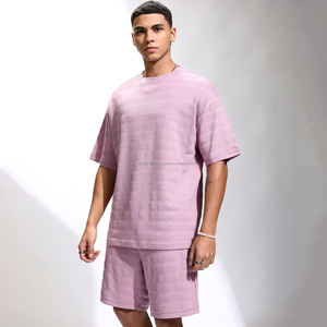 Conjunto de camiseta de verano informal para hombre hecho en fábrica Pantalones cortos cómodos de algodón 100% de alta calidad en color personalizado - Product Image 2