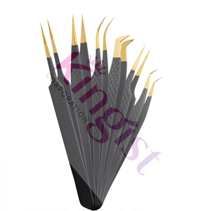 Eyelash Extension Tweezers Professional Custom Stainless Steel Eyebrow Pointed Slanted Tip Set of <b>Tools</b> - Product Image 4